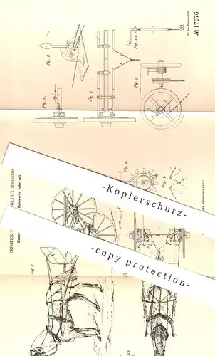 original Patent - Prosper Prat , Lanildut , Frankreich , 1881 , Hemmvorrichtung für Fuhrwerk | Kutsche , Wagen | Pferde