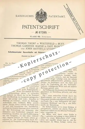 original Patent - Thomas Thorp , Whitefield / Bury | Th. Gardiner Marsh , Manchester | John Haynes , Liverpool | Gas