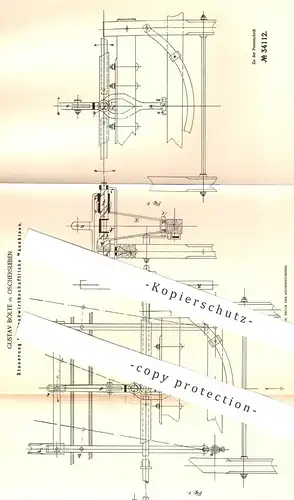 original Patent - Gustav Bölte , Oschersleben , 1885 , Steuerung für Landmaschinen | Pferdehacke , Pflug , Egge !!!