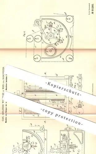 original Patent - Carl Alexander Weidinger , Wien u. Manchester , 1894 , Reinigen von Druckmaschinen | Druck , Buchdruck