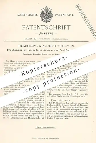 original Patent - Th. Kieserling & Albrecht , Solingen , 1885 , Drehhammer | Hammer , Metall , Eisen , Hämmer !!