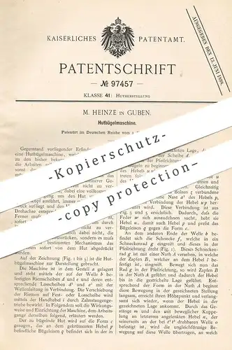 original Patent - M. Heinze , Guben , 1896 , Hutbügelmaschine | Hut - Bügelmaschine | Hüte , Modist , Hutmacher !!!
