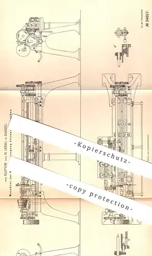 original Patent - von Flotow , H. Leidig , Danzig , 1885 , Massenerzeugung kleiner Holzsachen | Holz , Knopf , Spule !!!