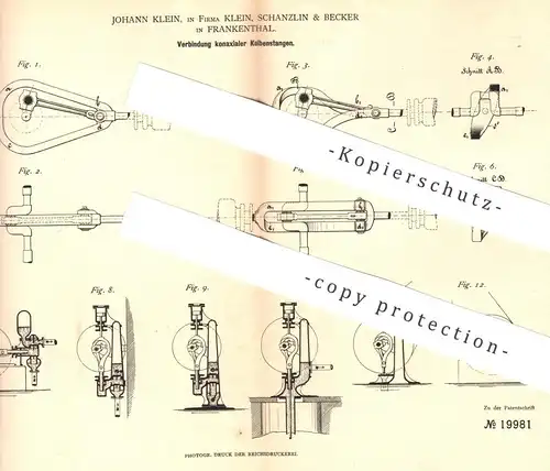 original Patent - Johann Klein | Klein, Schanzlin & Becker , Frankenthal 1882 | konachsiale Kolbenstange | Dampfmaschine