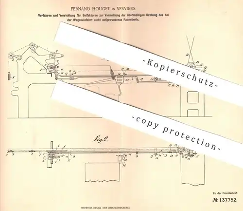 original Patent - Fernand Houget , Verviers , Belgien , 1901 , Selfaktoren | Selfaktor | Garn , Walze , Gewebe !!