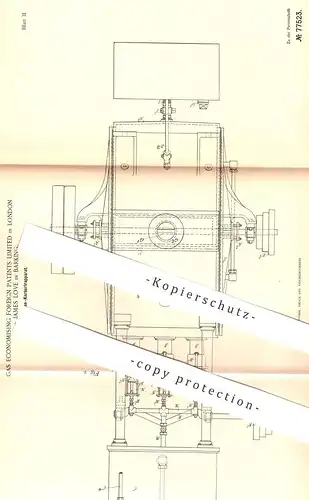 original Patent - Gas Economising Foreign Patens Limited , London | James Love , Barking , 1893 | Gas Karburieren | Gase