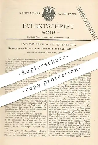 original Patent - Uwe Esmarch , St. Petersburg / Russland , 1882 , Trocknung von Raffinadezucker | Zucker , Zuckerfabrik