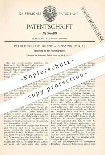 original Patent - Patrick Bernard Delany , New York , USA , 1885 , Pantelegraphie | Telegraphie , Telegraphy | Strom !!