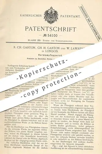 original Patent - R. Ch. Garton , Ch. H. Garton , W. Lawrence , London , England | Verdampfer | Zucker , Destillation