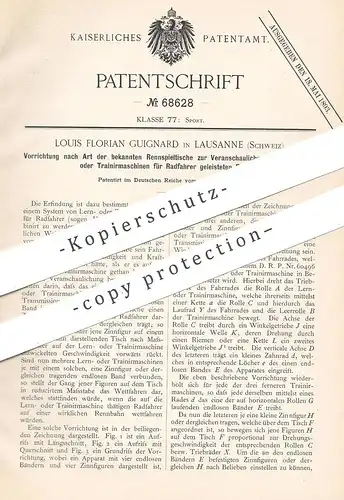 original Patent - Louis Florian Guignard , Lausanne , Schweiz , 1892 , Fahrrad , Hometrainer | Radfahren , Rad , Sport !