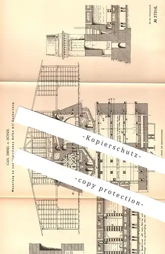 original Patent - Carl Emmel , Hörde / Dortmund , 1886 , Ofen mit Gasheizung | Gasofen | Öfen , Ofenbauer , Heizung