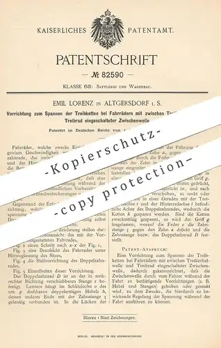 original Patent - Emil Lorenz , Altgersdorf / Gersdorf / Sachsen , 1894 , Spannen der Fahrradkette | Fahrrad | Fahrräder