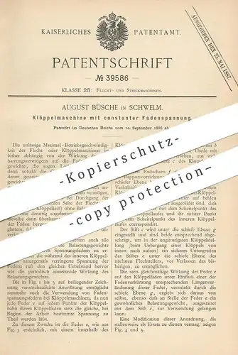 original Patent - August Büsche , Schwelm / Wuppertal , 1886 , Klöppelmaschine | Klöppeln , Strickmaschine , Klöppel