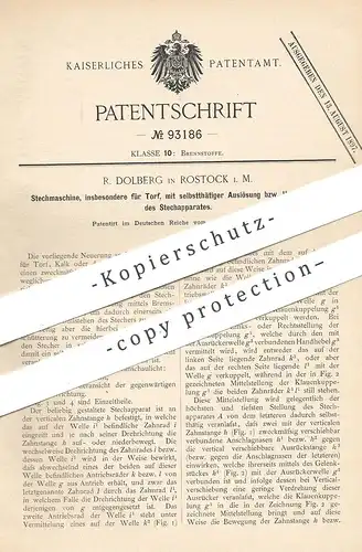 original Patent - R. Dolberg , Rostock , Mecklenburg  1896 , Torfstechmaschine | Torf stechen | Brenntoff , Kohle , Kalk