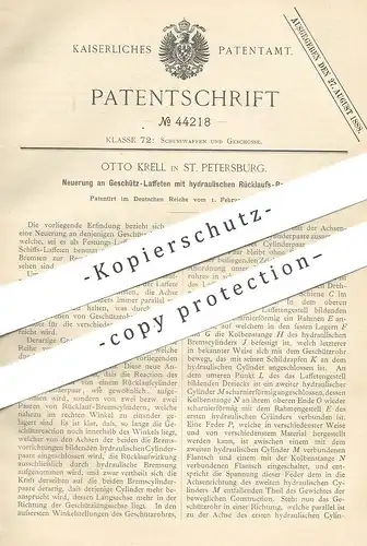 original Patent - Otto Krell , St. Petersburg / Russland 1888 , Geschütz - Laffeten | Waffen , Gewehr , Pistol , Militär