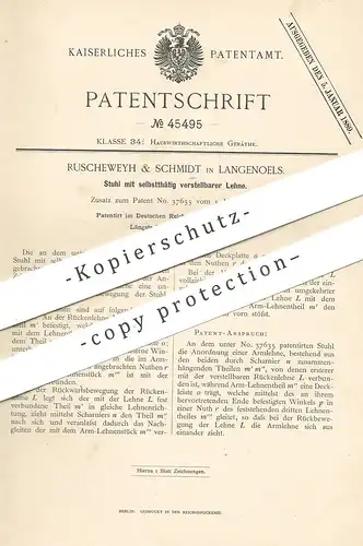 original Patent - Ruscheweyh & Schmidt , Langenoels / Polen | Stuhl mit verstellbarer Lehne | Stühle , Möbel , Tischler