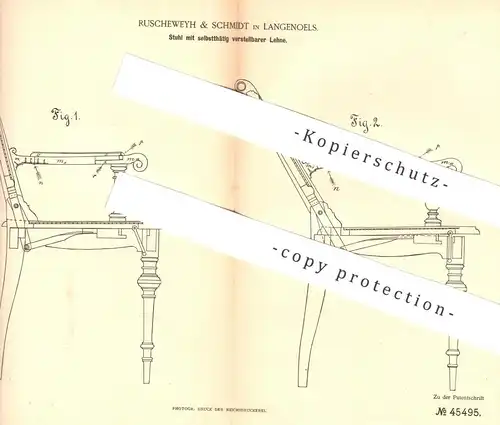 original Patent - Ruscheweyh & Schmidt , Langenoels / Polen | Stuhl mit verstellbarer Lehne | Stühle , Möbel , Tischler