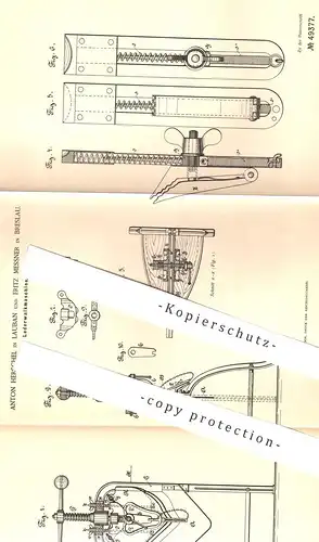 original Patent - Anton Herschel , Lauban | Fritz Messner , Breslau , 1888 , Leder - Walkmaschine | Schuster , Schuhe !!