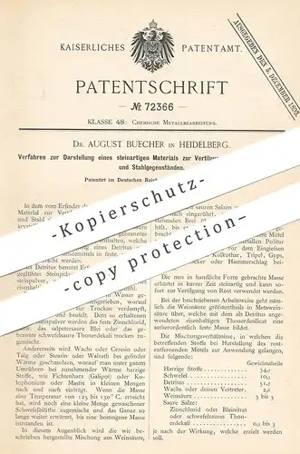 original Patent - Dr. August Buecher , Heidelberg 1892 , Gestein zum Schutz vor Rost auf Eisen , Stahl | Metall , Chemie
