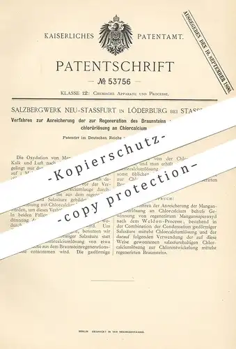 original Patent - Salzbergwerk Neu-Stassfurt , Löderburg bei Stassfurt / 1890 / Oxidation von Manganchlorür | Weldon !