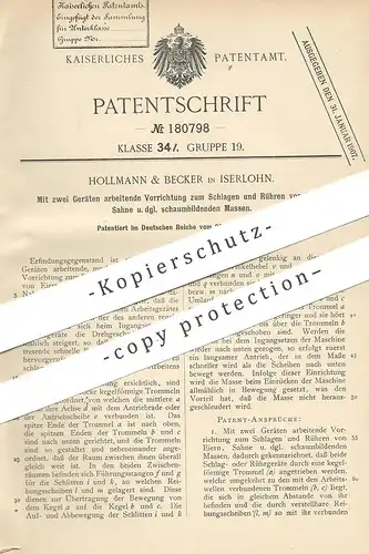 original Patent - Hollmann & Becker , Iserlohn , 1906 , Rührwerk für Sahne , Eier | Rührer , Mixer | Schleuder !!!