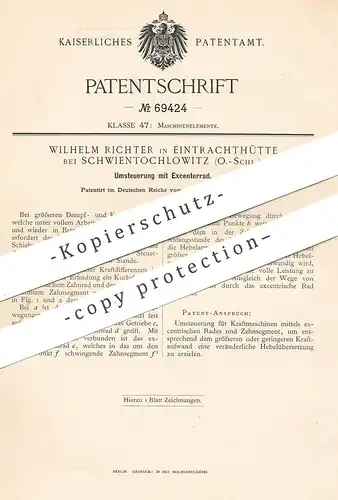 original Patent - Wilhelm Richter , Eintrachthütte / Schwientochlowitz / Schlesien 1892 | Umsteuerung f. Motor | Motoren