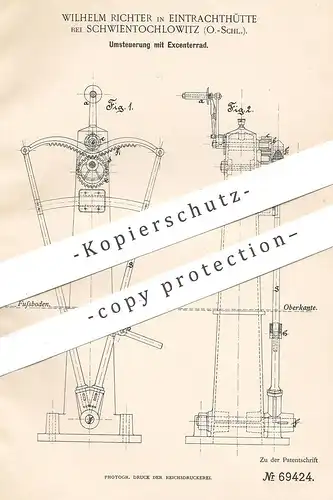 original Patent - Wilhelm Richter , Eintrachthütte / Schwientochlowitz / Schlesien 1892 | Umsteuerung f. Motor | Motoren