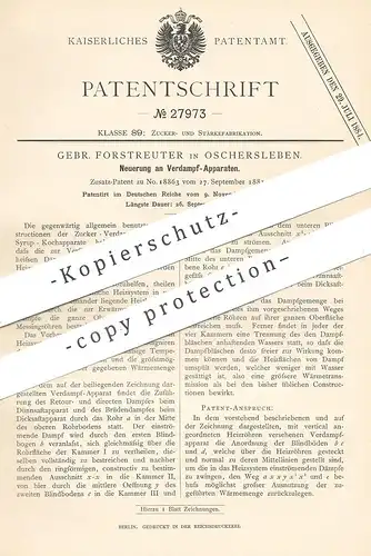 original Patent - Gebr. Forstreuter , Oschersleben , 1883 , Verdampfer | Zucker | Zuckerfabrik , Sirup | Kocher !!