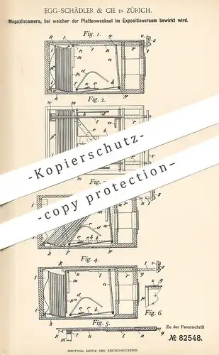 original Patent - Egg Schädler & Cie , Zürich / Schweiz 1894 , Magazinkamera | Magazin - Kamera | Fotograf , Photography