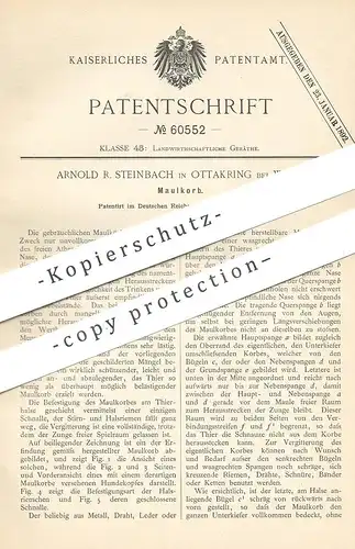 original Patent - Arnold R. Steinbach , Ottakring / Wien , Österreich , 1891 , Maulkorb für Hund | Hunde , Tier , Tiere