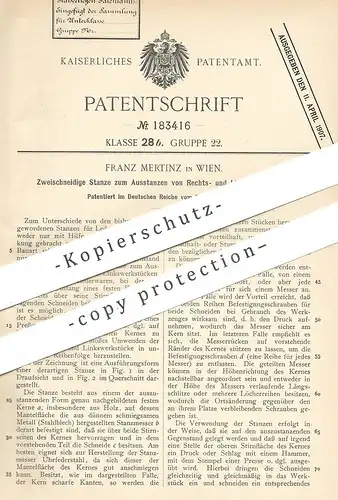 original Patent - Franz Mertinz , Wien , Österreich , 1905 , Zweischneidige Stanze zum Ausstanzen | Stanzen | Presse !!