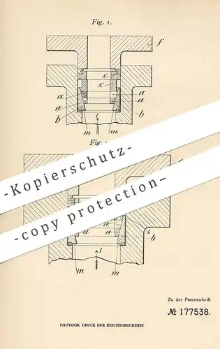 original Patent - Julius Drach , Albert Siems , Wien , Österreich  1905 , Metallstopfbüchsenpackung | Metall Stopfbüchse