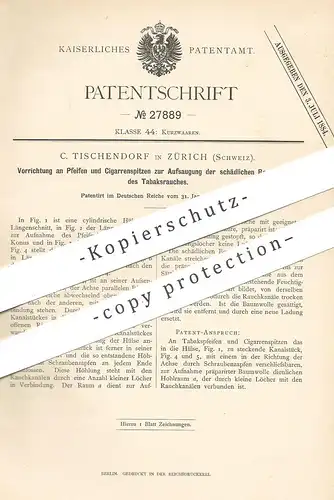 original Patent - C. Tischendorf , Zürich , Schweiz , 1884 , Pfeife , Zigarre | Pfeifen , Zigarren , Zigarette | Tabak