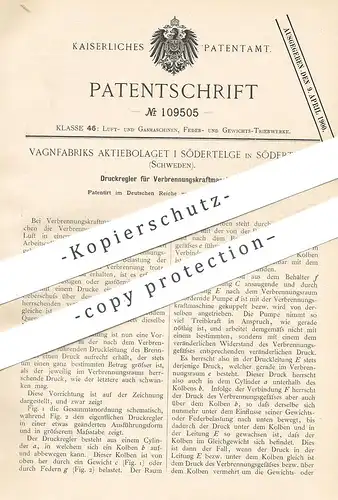 original Patent - Vagnfabriks Aktiebolaget i Södertelge , Schweden , 1897 , Druckregler für Verbrennungsmotor | Motor !!