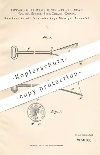 original Patent - Edward Heathcote Jeeves , Port Rowan , Norfolk , Ontario , Canada , 1891 , Rohrkratzer | Dampfkessel !