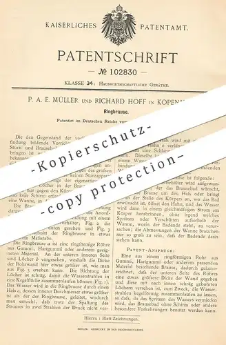 original Patent - P. A. E. Müller , Richard Hoff , Kopenhagen , Dänemark , 1898 , Ringbrause | Brause , Bad , Badewanne