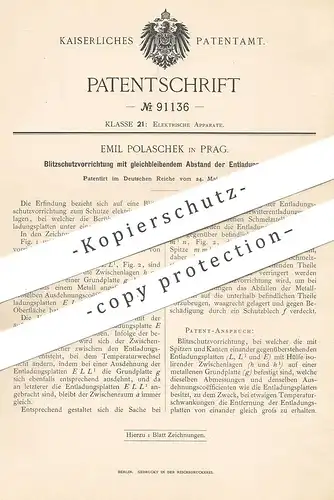 original Patent - Emil Polaschek , Prag , 1896 , Blitzschutz | Blitzableiter , Blitz , Strom , Elektiker , Elektrik !!!