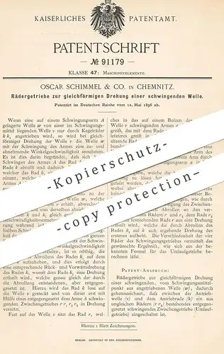 original Patent - Oscar Schimmel & Co. , Chemnitz , 1896 , Rädergetriebe | Getriebe , Zahnrad , Antrieb , Maschinen !!!