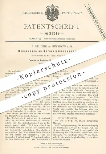 original Patent - E. Studier , Güstrow / Mecklenburg , 1882 , Korn - Reinigungsmaschine | Getreide , Stroh , Mühle !!!