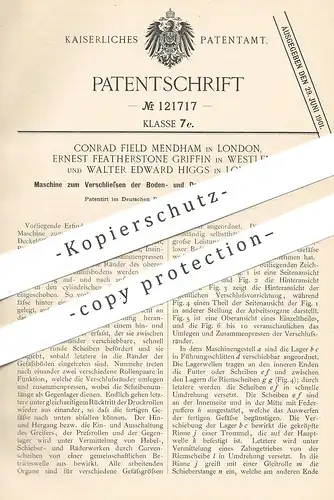 original Patent - Conrad Field Mendham , London | Ernest Featherstone Griffin , Westleigh | Walter E. Higgs | Blechgefäß