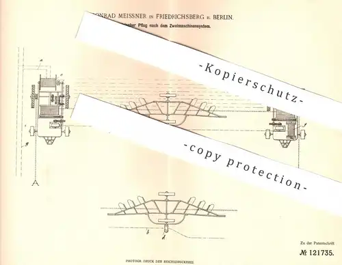 original Patent - Conrad Meissner , Berlin / Friedrichsberg , 1898 , Elektrischer Pflug | Pflügen , Motor | A. Borsig !!