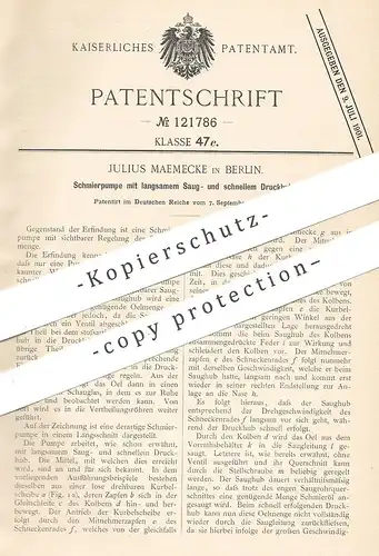 original Patent - Julius Maemecke , Berlin , 1900 , Schmierpumpe | Ölpumpe , Öl , Pumpe , Pumpen , Druckpumpe !!!