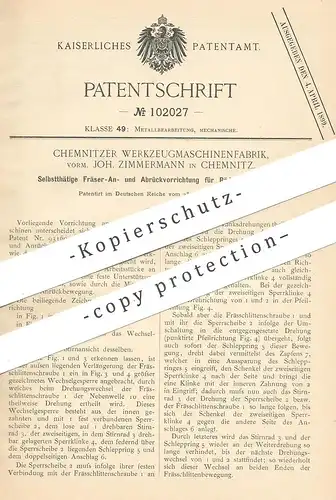 original Patent - Chemnitzer Werkzeugmaschinenfabrik | Joh. Zimmermann , Chemnitz  1896 , Fräsmaschine | Fräsen , Metall