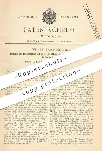 original Patent - A. Wilke , Braunschweig , 1897 , Lochmaschine | Metall , Lochstempel , Schlosser !!!