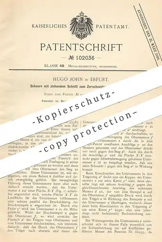 original Patent - Hugo John , Erfurt 1898 , Schere zum Schneiden von Eisen | Blechschere , Scheren , Messer , Werkzeug