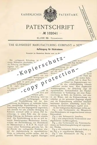 original Patent - The Kursheedt Manufacturing Company , New York , 1897 , Aufhängung für Stickrahmen | Nähmaschinen !