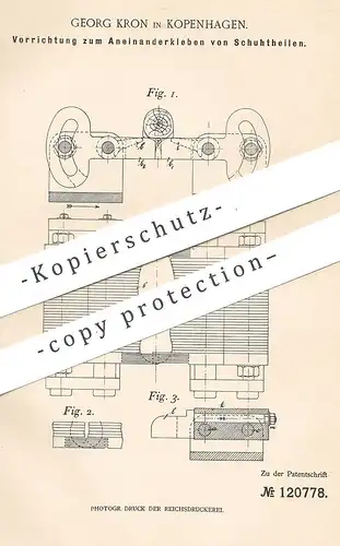 original Patent - Georg Kron , Kopenhagen , Dänemark  1900 , Aneinanderkleben der Schuhteile | Schuh , Schuster , Schuhe