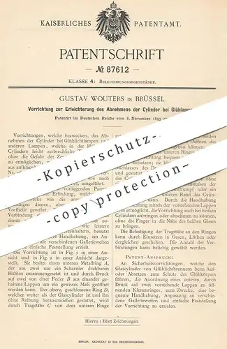 original Patent - Gustav Wouters , Brüssel 1895 , Zylinder an Glühlampen | Glühlampe | Lampe , Lampenglas , Lampenschirm