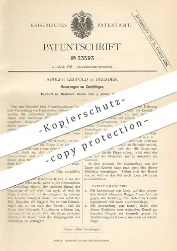 original Patent - Adolph Leuplod , Dresden , 1883 , Zentrifuge , Zentrifugen | Zentrifugenkessel | Kessel !!!