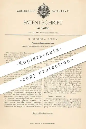 original Patent - R. Georgi , Berlin , 1895 , Flaschenreinigungsmaschine | Flaschen - Reinigung | Flasche , Glas !!!